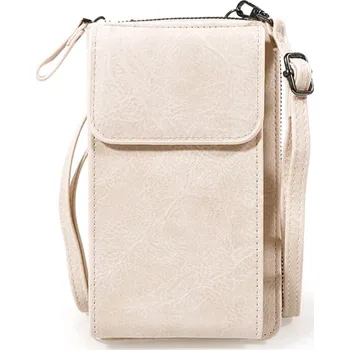 Kabelka Dámská hnědá crossbody kabelka na mobil Barva: Smetanová