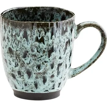 MADAM STOLTZ Kameninový hrnek Green/black 400 ml