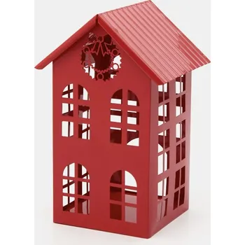 SVÍCEN DOMEČEK VELKÝ kovový červený