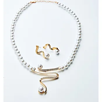 Hodinky 3Pagen 2dílná sada šperků Perly pozlacená