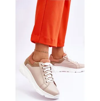 Dámské tenisky Pohodlné kožené tenisky na platformě Alisane Barva: Béžová, Velikost: 36