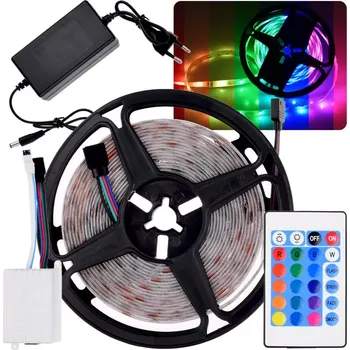 LED páska RGB LED páska 5m s dálkovým ovládáním a vodotěsností