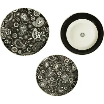 Jídelní set Jídelní 18-ti dílná sada talířů černá Shanti BRANDANI (barva - černá se vzory)