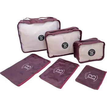 Cestovní organizéry do kufru BERTOO sada 6 ks - vínové