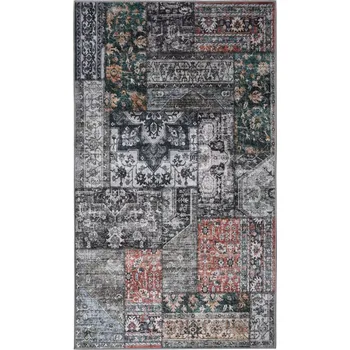 Koberec Kusový koberec s nízkým vlasem Entry Patchwork, 140 × 80 cm, šedý, 100% polyester 004-80140