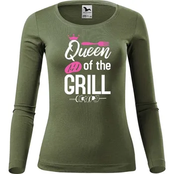 DOBRÝ TRIKO Dámské bavlněné triko Queen of the grill Velikost: S, Barva: Khaki