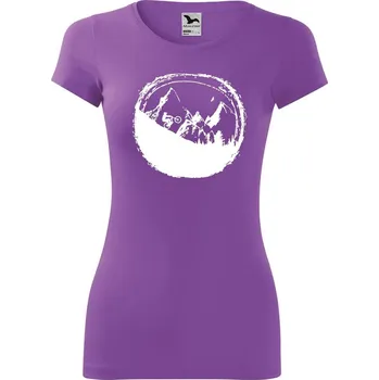 Dámské tričko DOBRÝ TRIKO Dámské tričko Hory a kolo Velikost: L, Barva: Fialová
