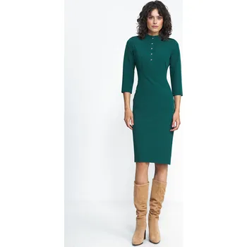 Dámské šaty Šaty s knoflíky a 3/4 rukávem NIFE S234 Barva: Zelená, Velikost: M