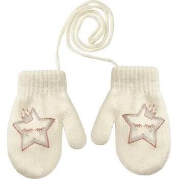 Rukavice BeSnazzy pletené dětské rukavičky zateplené s obrázkem - dívčí - smetanové, velikost: 12cm