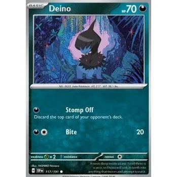 Karetní hra Pokémon SSP 117/191 Deino - Surging Sparks Stav: Near Mint, Verze: REVERSE HOLO