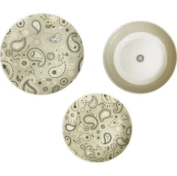 Jídelní set Jídelní 18-ti dílná sada talířů béžová Shanti béžové BRANDANI (barva - béžová se vzory)