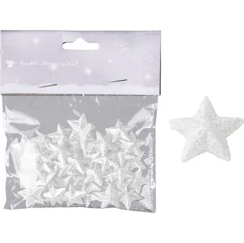 Vánoční dekorace Hvězdičky s glitry 50ks 20 mm bílé 35 gram