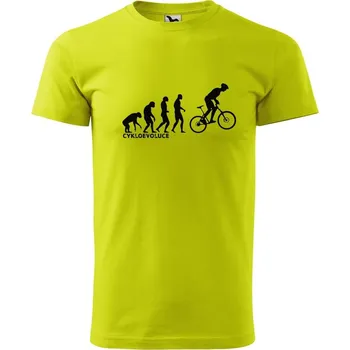 Pánské oblečení DOBRÝ TRIKO Pánské tričko s potiskem Evoluce cyklista Velikost: S, Barva: Limetková
