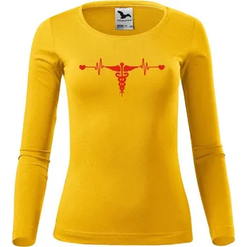 Dámské tričko DOBRÝ TRIKO Dámské bavlněné triko Tep srdce zdravotnictví Velikost: XS, Barva: Žlutá