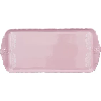 Podnos čtyřhranný, 36 cm, růžový porcelán, Sonáta, bílá krajka, Leander
