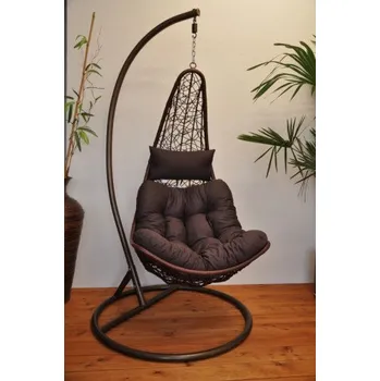 Zahradní houpačka Stylová závěsná houpačka Margarita s hnědým polstrem