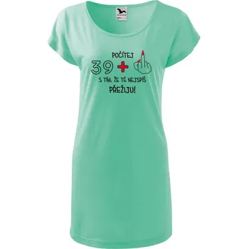 Dámské tričko DOBRÝ TRIKO Dámské narozeninové tričko/šaty 39+1 Velikost: L, Barva: Mátová