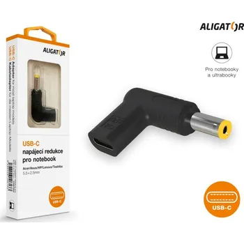 Notebook Aligator USB-C napájecí redukce 5,5x2,5 mm pro notebooky Acer/Asus/HP/Lenovo/Toshiba