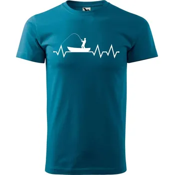 Pánská móda DOBRÝ TRIKO Pánské tričko s potiskem Tep rybaření Velikost: XS, Barva: Petrolejová