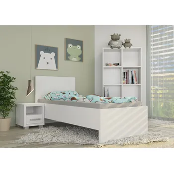 Postel Jednolůžko Berenika s roštem - Bez úložného prostoru, 90x200cm, Expert NV 1ks, Platinová bílá