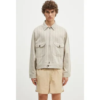 Dámská casual bunda Bavlněná košilová bunda Human Made Herringbone Zip-Up Work Jacket, L, béžová, 80X