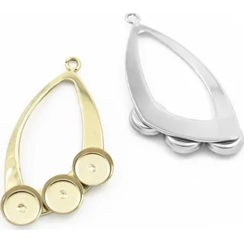 Materiál na výrobu šperku Přívěsek 32mm s lůžkem 3x6mm - 1Ks - Nerez SL