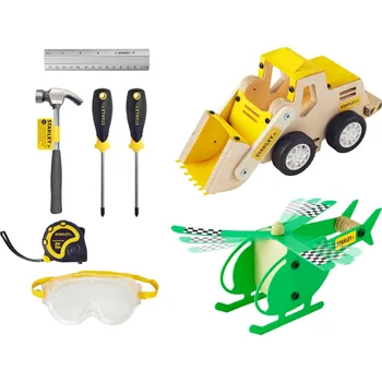 Hra na obchod Dětské nářadí Stanley Jr.U009-K02-T06-SY Sada obsahuje vrtulník, nakládač a 6 kusů nářadí.