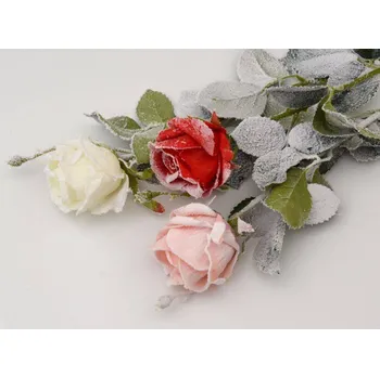 umělá květina Umělé květiny - Zasněžená růže 65 cm - RŮŽOVÁ