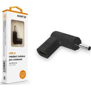 Notebook Aligator USB-C napájecí redukce 3,0 x 1,0 mm pro notebooky Acer/Samsung