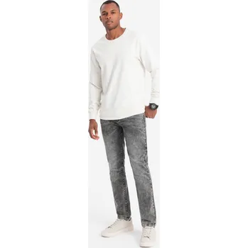 Pánské džíny Ombre Pánské džínové kalhoty STRAIGHT LEG V1 - ESPIR Barva: Šedá, Velikost: L