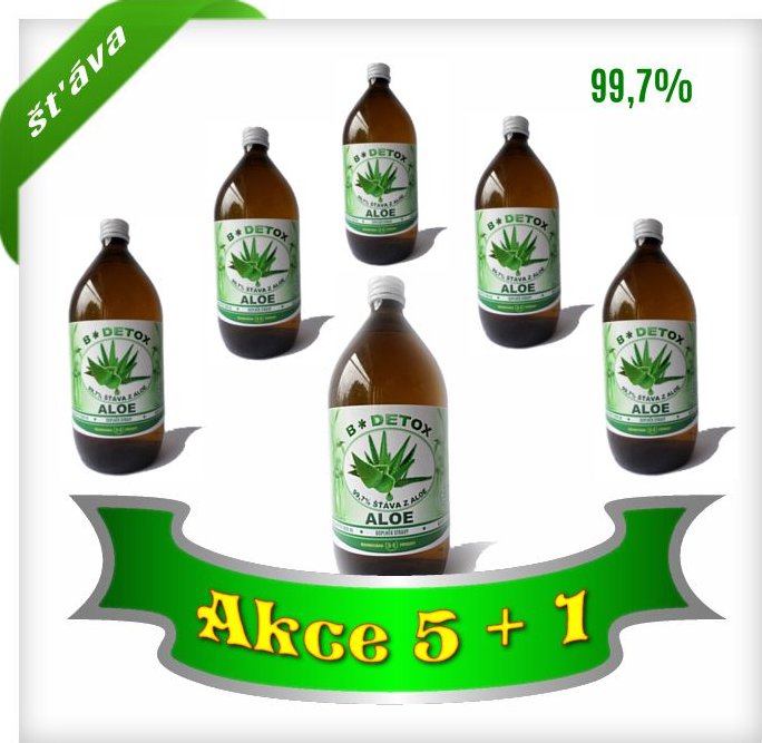 BIO-DETOX ALOE VERA ŠŤÁVA 99,7% 1000 ML AKCE 5+1 ZDARMA
