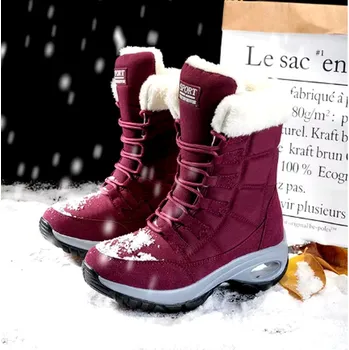 Dámská zimní obuv Dámské zimní turistické nepromokavé boty s kožíškem Barva: Červená, Velikost EUR: 37