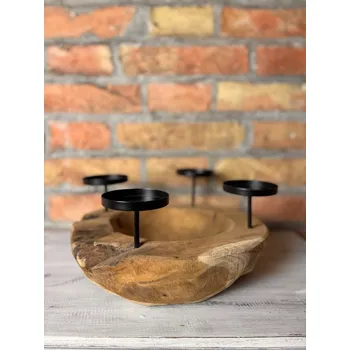 Svíčka Adventní svícen - teaková miska