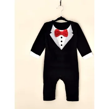 Kojenecký overall Kojenecký společenský overal Smoking Varianta: Černý s červeným motýlkem, Velikost: 18M