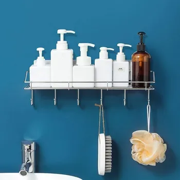 Drátěná police Nerezová nalepovací polička s háčky