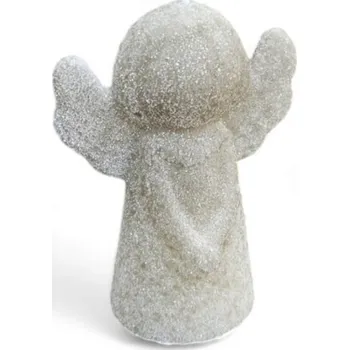 Vánoční dekorace Svíčka anděl 8 cm - bílý glitter