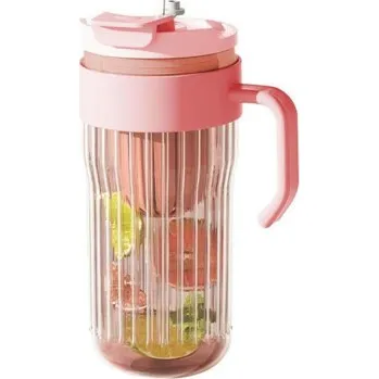 Mobilní telefon LIVEFY | Livefy sklenice s brčkem Ribbed 550ml, růžový