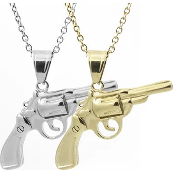 Přívěsek Přívěsek Revolver z nerezové oceli s řetízkem - Nerez RL