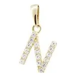 Přívěsek zlatý Písmeno N se zirkony