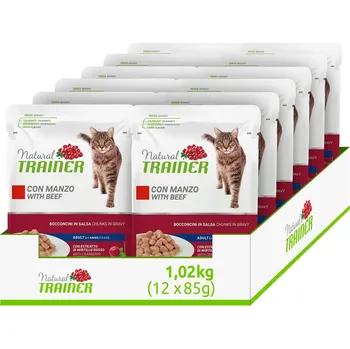 Krmivo pro kočku 12x Kapsička Trainer Natural CAT AD. hovězí 85g