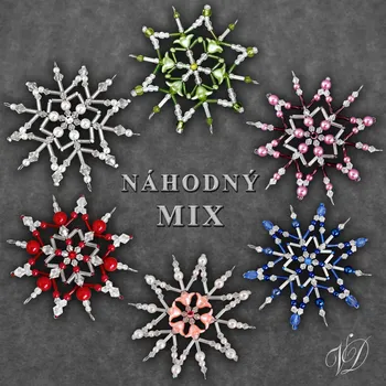 Vánoční ozdoba Vánoční hvězda z korálků - MIX 5 ks - SLEVA (Vánoční hvězda z korálků - Korálková hvězdička a vločka - Hvězdy a hvězdičky z korálků - Christmas bead star)