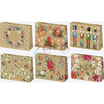 Dárková taška Taška papírová dárková 30x23x10 cm (eko) - vánoční (mix)