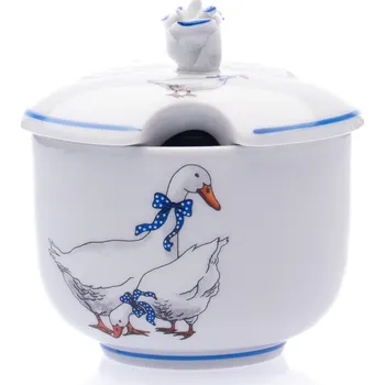 Cukřenka Český porcelán, a.s., Dubí Cukřenka s víčkem s výřezem 0,20 l, husy, Český porcelán