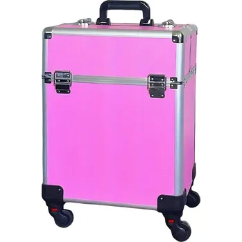 Kosmetický kufr Robustní Kufr na Příslušenství Kosmetický Box Beauty Vozík Flight Case Růžová