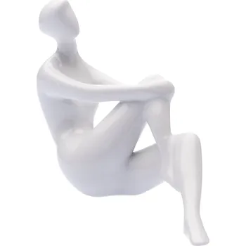 Akt sedící, bílý, porcelánová figurka, délka 24 cm, Royal Dux Bohemia