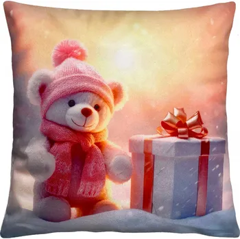 Polštář Vánoční polštář MEDVÍDEK 40x40 cm Mybesthome Varianta: Povlak na polštář s prošívanou výplní, 40x40 cm