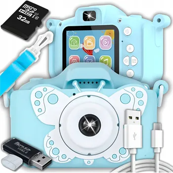 Digitální kompakt Fotoaparát pro děti ZeeTech Digitální fotoaparát pro děti Motýl hračka hry kamera 3 Mpx modrá