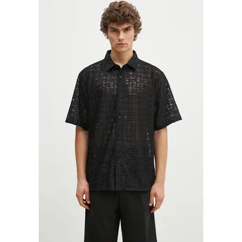 Pánská košile Košile PLEASURES Lacy Button Down, L, černá, 99X