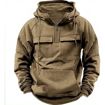 Pánská mikina Unisex taktická mikina s kapsami Barva: Khaki, Velikost: M