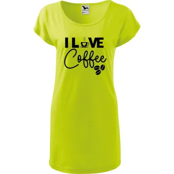 Dámské šaty DOBRÝ TRIKO Dámské tričko/šaty I love coffee Velikost: S, Barva: Limetková